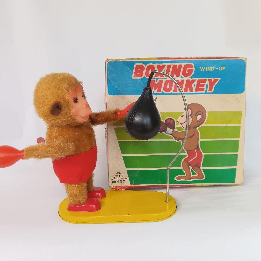 作動・ボア・ファー良好 ブリキ ボクシングモンキー【箱有】