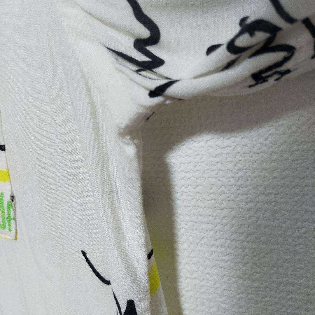 ザラ 総柄 ロゴ 落書き風 レーヨンシャツ リラックスフィット メンズ XL