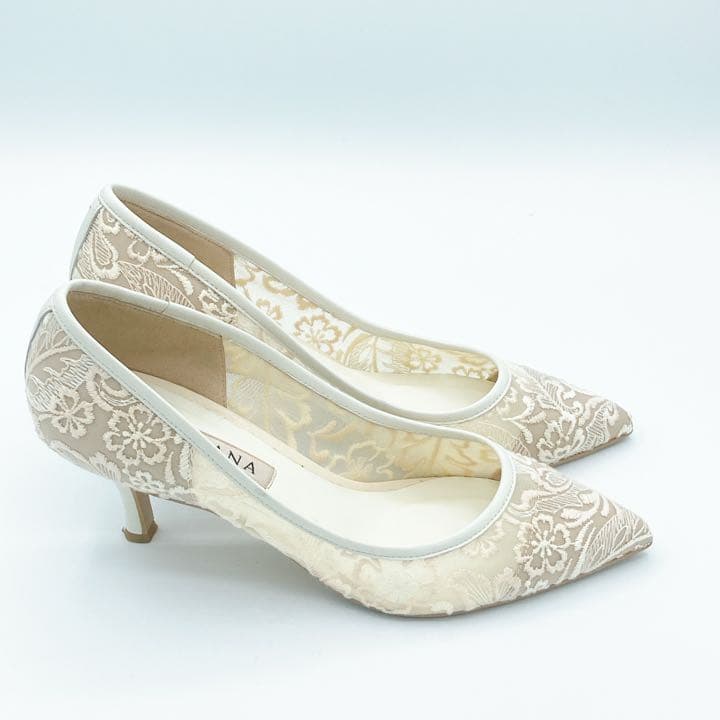 DIANA ダイアナ パンプス チュールレース ミドルヒール 結婚式