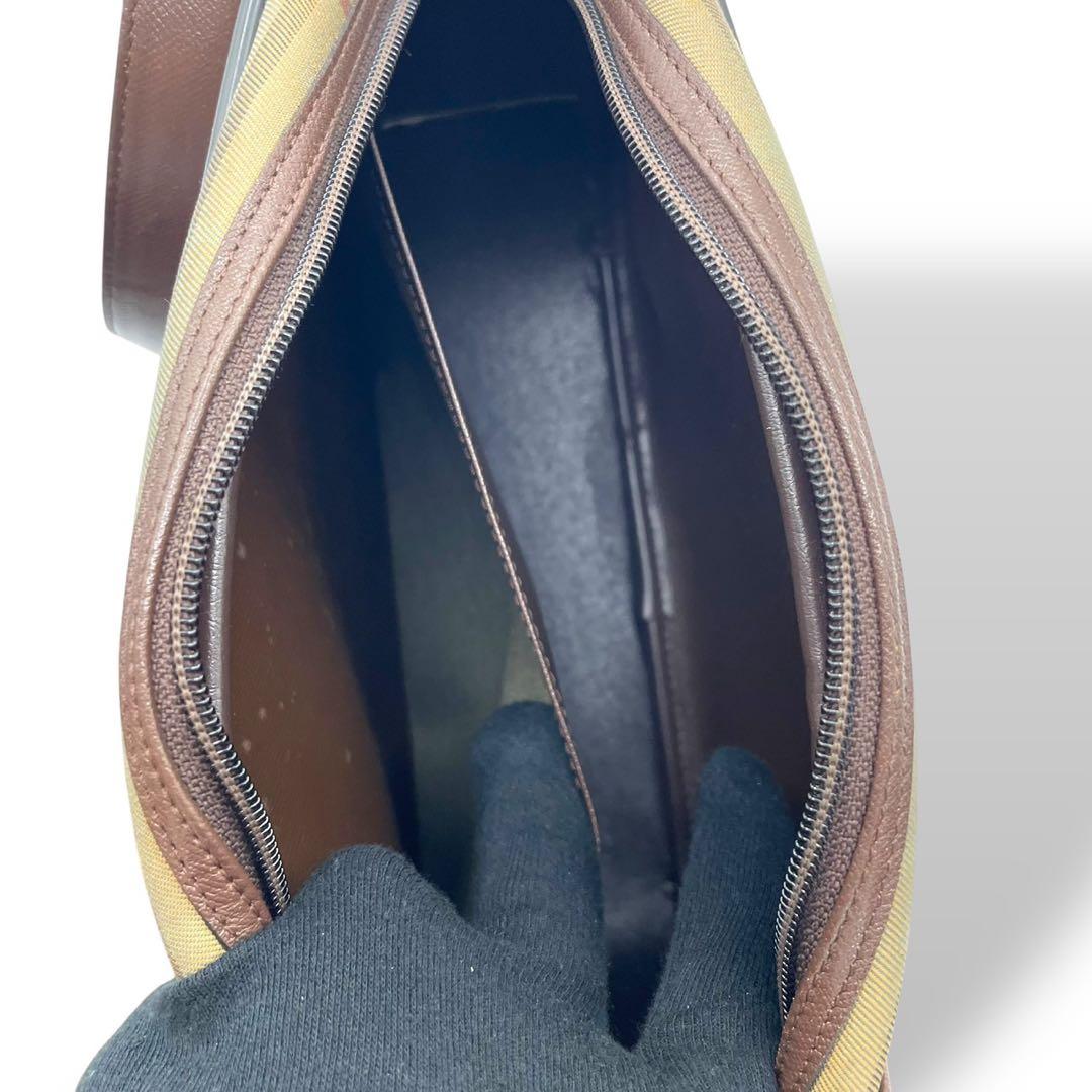 美品　バーバリー　ショルダーバッグ　キャンバス　レザー　チェック　ヴィンテージ