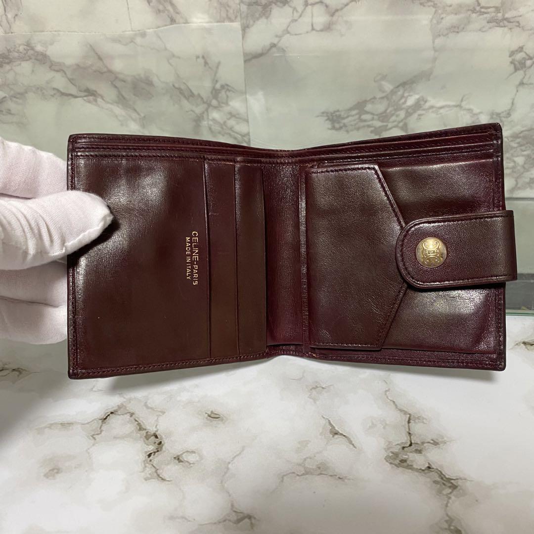 CELINE セリーヌ マカダム柄 スエード 2つ折り財布 コンパクト