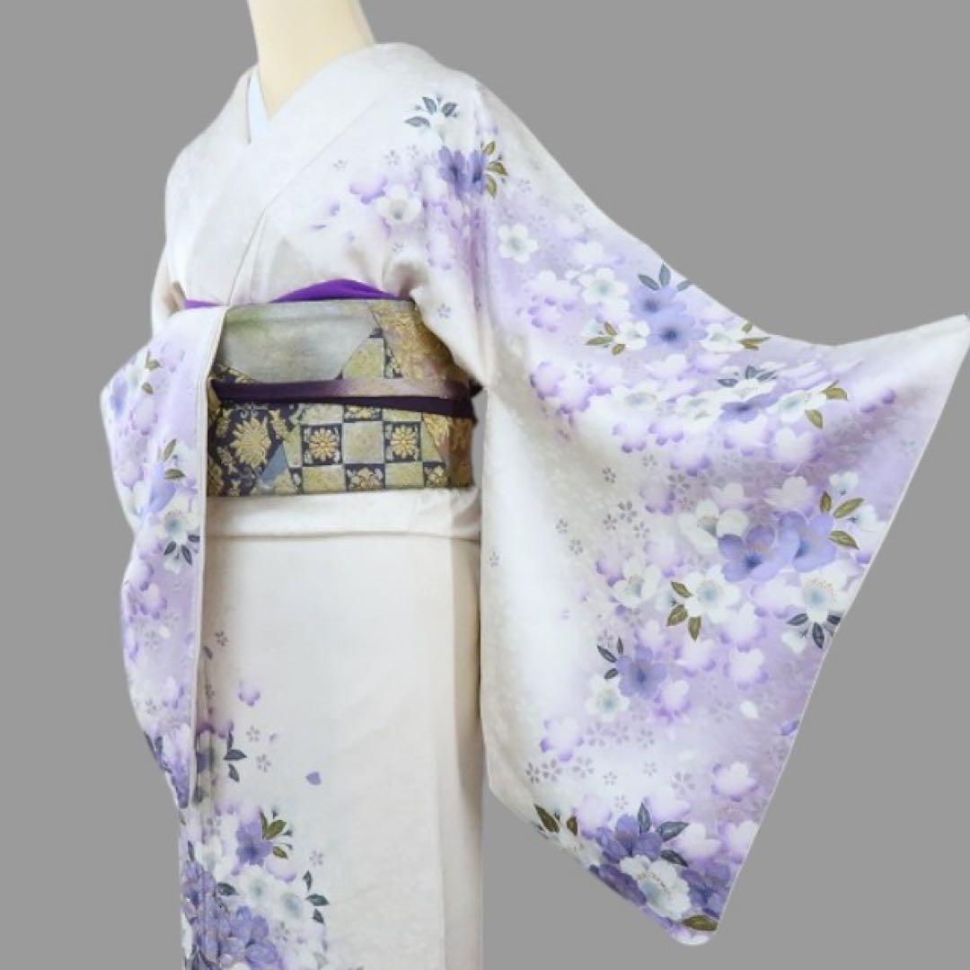 美品 正絹 金駒刺繡 桜 トールサイズ 訪問着 着物 A-756 画像12