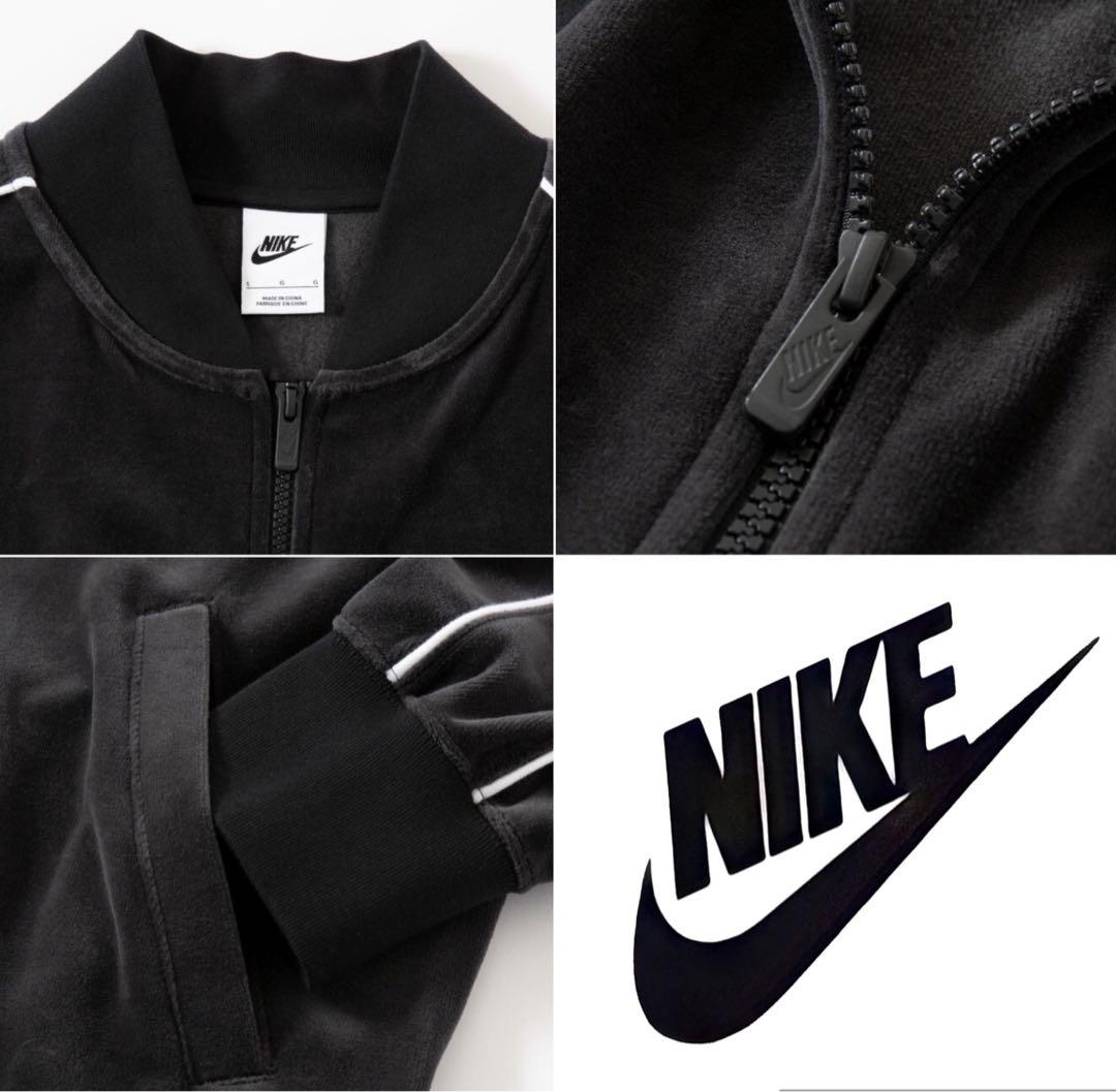 新品 NIKE ナイキ ベロア ジャージ 上下セット ジャケット パンツ 黒 S 画像5