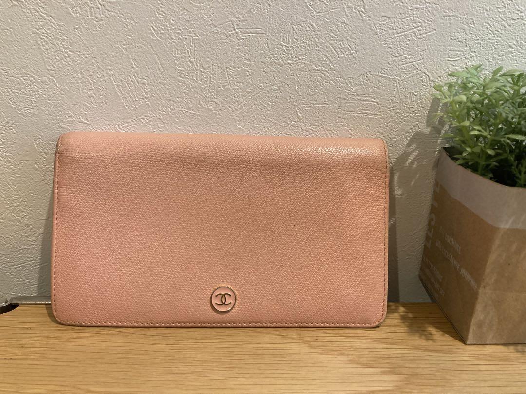CHANEL 長財布　ココシャネル　ピンク　ココボタン　シール有り