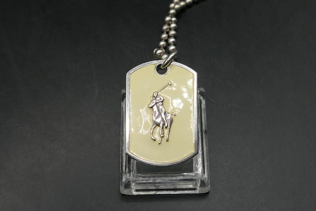 美品　ラルフローレン　ドッグタグ　ネックレス　ホワイト　ペンダント