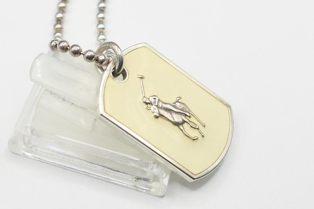 美品　ラルフローレン　ドッグタグ　ネックレス　ホワイト　ペンダント