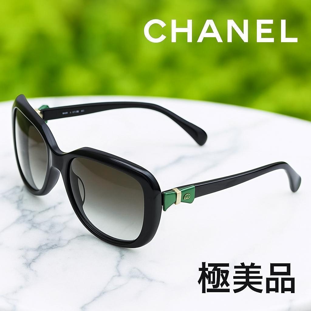 【美品・正規品】CHANEL シャネル サングラス ココマーク 緑リボン
