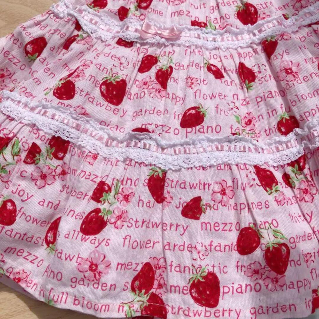 お値下げ☆美品♡メゾピアノ♡いちご柄♡ワンピース♡110
