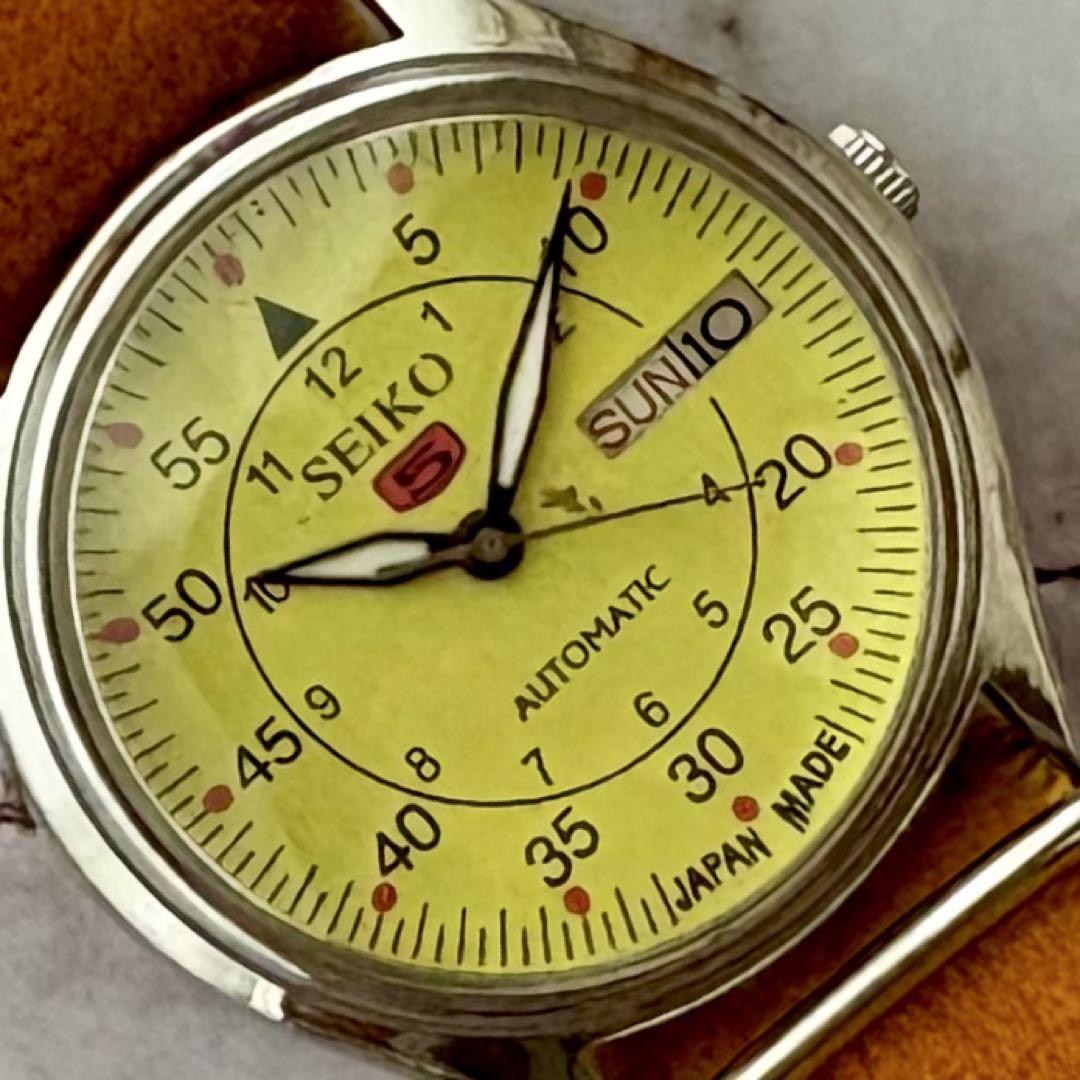 SEIKO 5 自動巻き 腕時計 オーバホール済アンティーク70Sイエロー