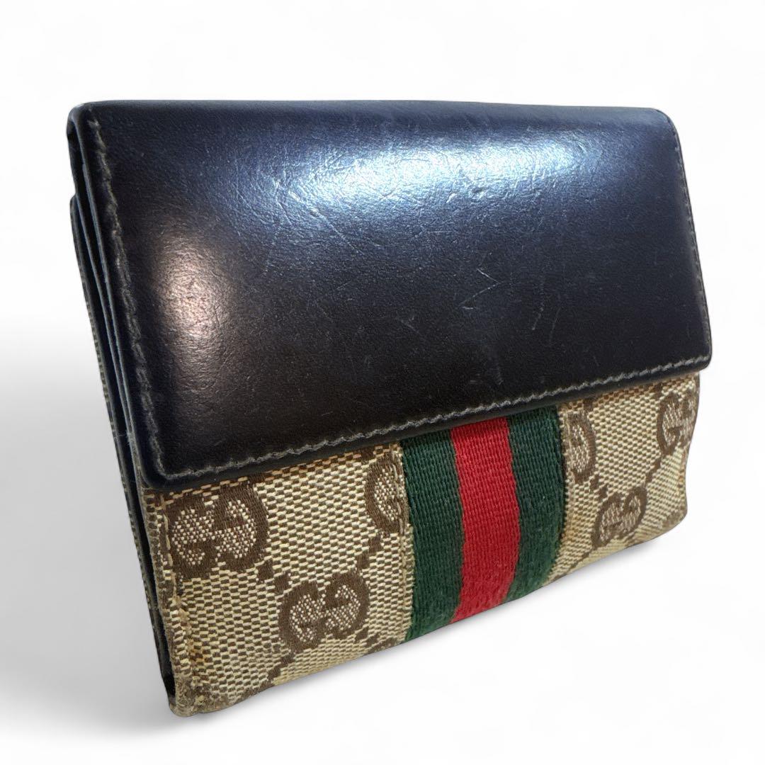 GUCCI グッチ 折り財布 シェリーライン リボン GGキャンバス