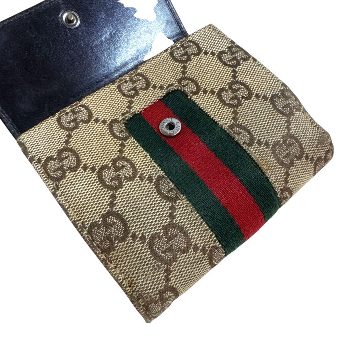 GUCCI／グッチ】GGキャンバス×シェリーライン 二つ折り財布