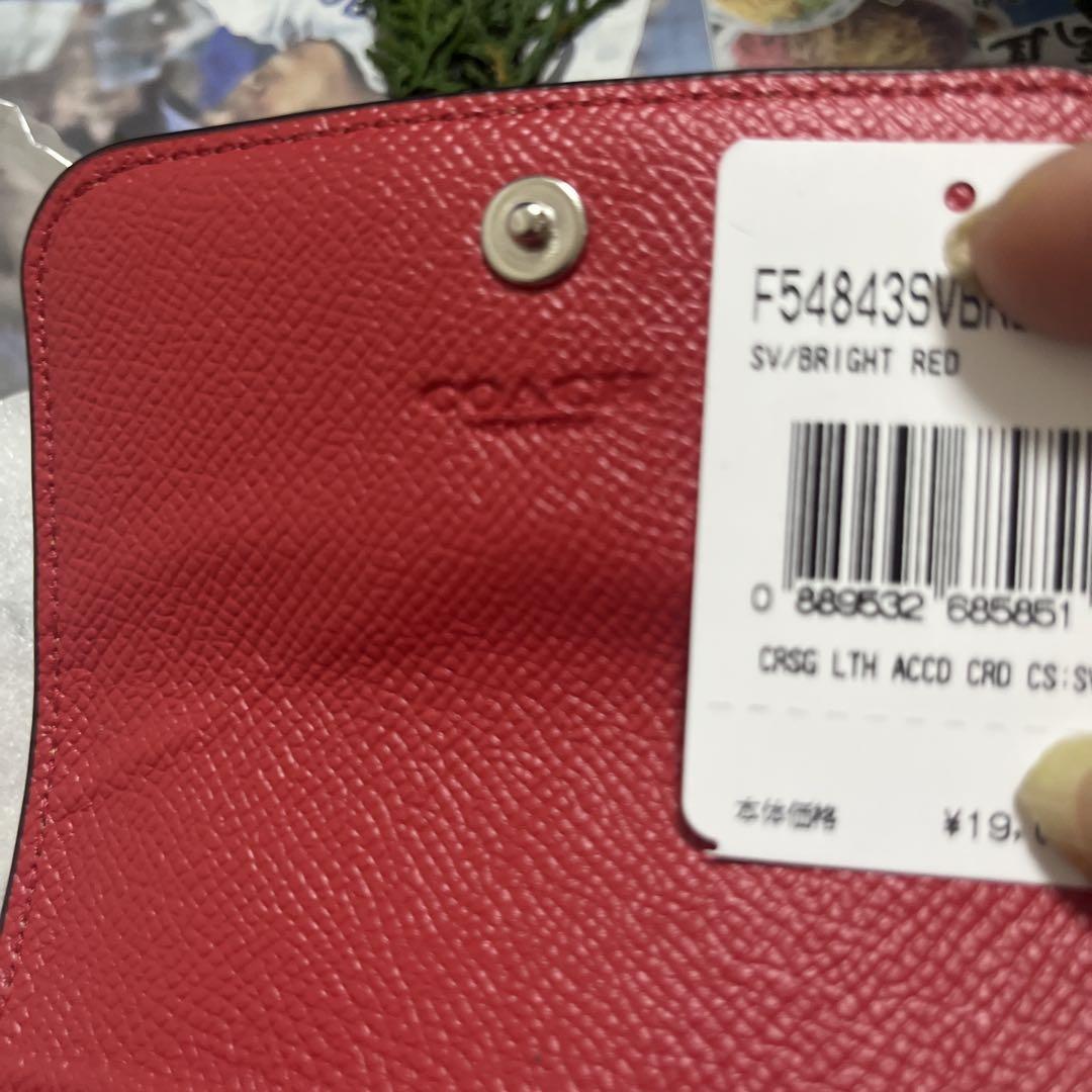 【新品】COACH ブライトレッド カードケース F54843SVB小銭入れ 新品】COACH ブライトレッド カードケース F54843SVB小銭入れ