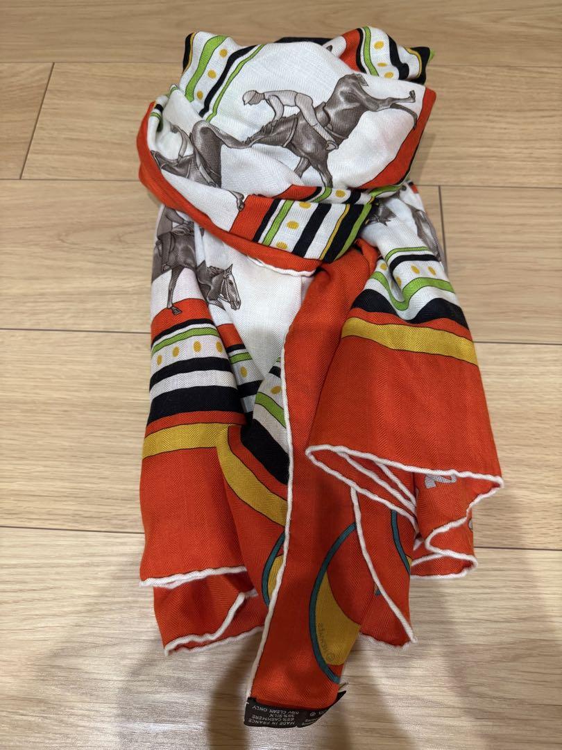 【本日中お値下げ】HERMÈS 馬プリント 大判ストール