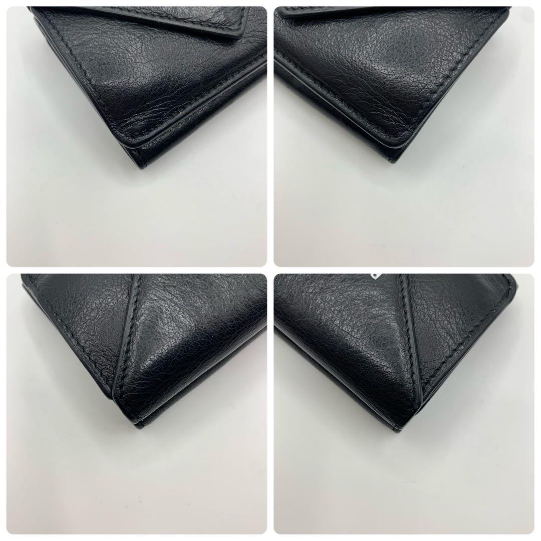 【✨極美品✨】 バレンシアガ ペーパーミニウォレット 三つ折り財布 ブラック 画像5