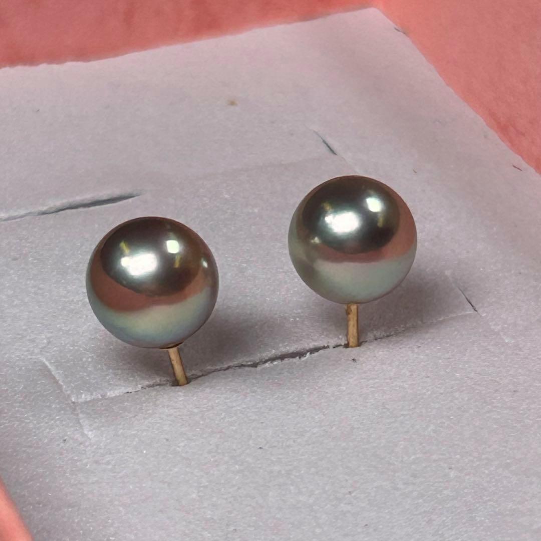 717 テリA++【あこや真珠　ピアス】K18 　7-7.5mm コバルト