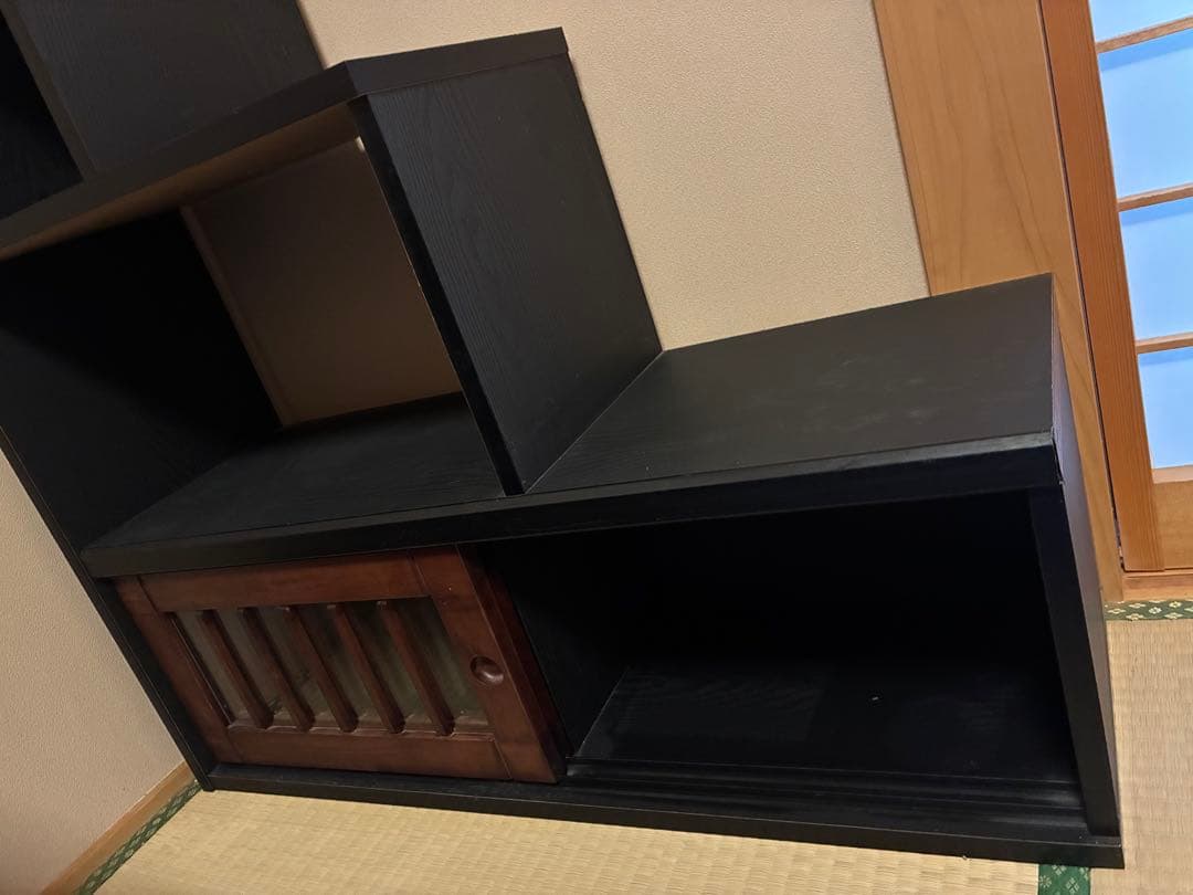 和モダン 階段型黒木製シェルフ目立った傷や汚れなし