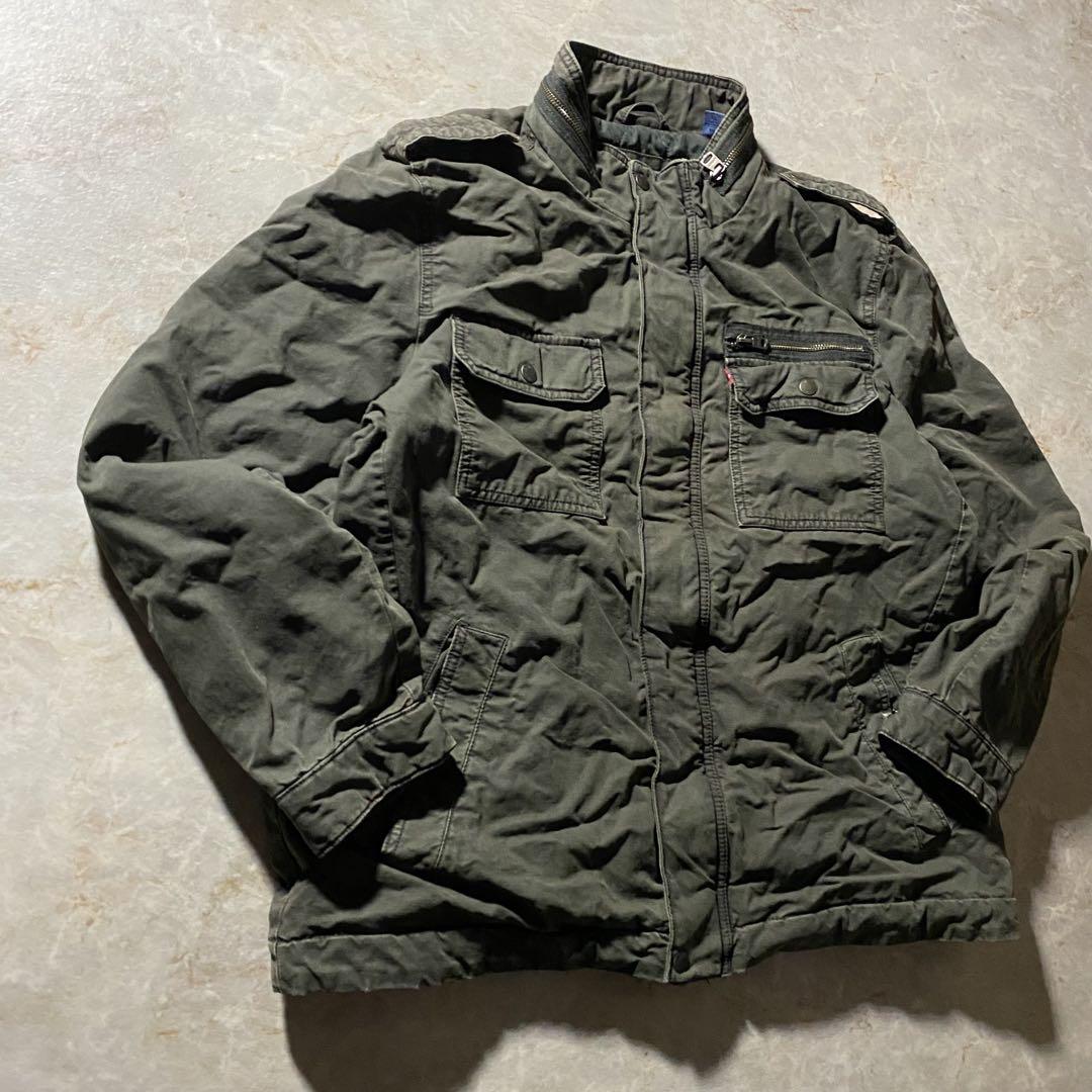 LEVI’SミリタリージャケットXLダークカーキフェードCboyグランジ当時物