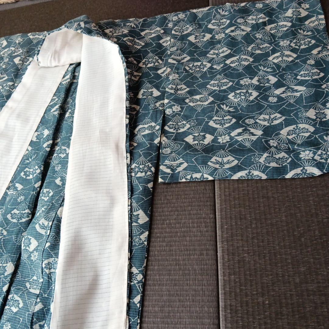 絹紅梅　浴衣　夏着物　扇文様