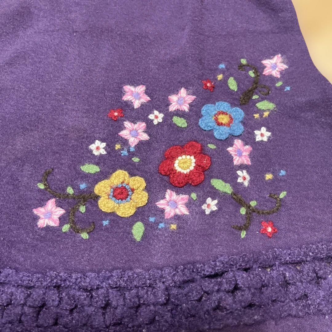 メゾピアノ 刺繍長袖ワンピース 110 紫 - メルカリ