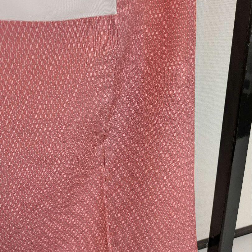 江戸小紋 紋無し ピンク 八掛けに立涌模様 広衿 袷 着物 翼-402