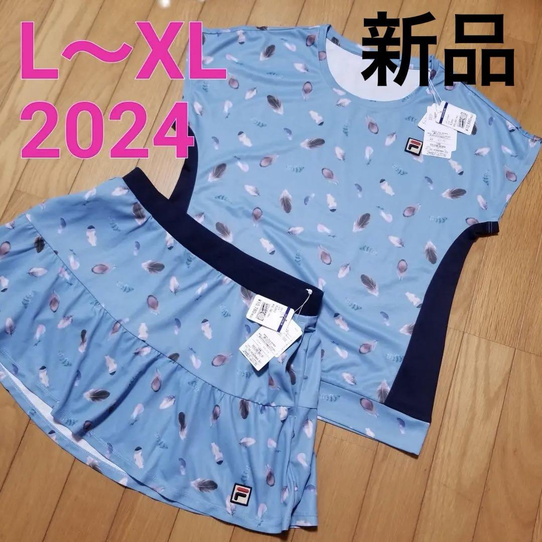 新品フィラ FILA テニスウェア ゲーム Tシャツ フェザー総柄 新品フィラ FILA テニスウェア ゲーム Tシャツ スコート