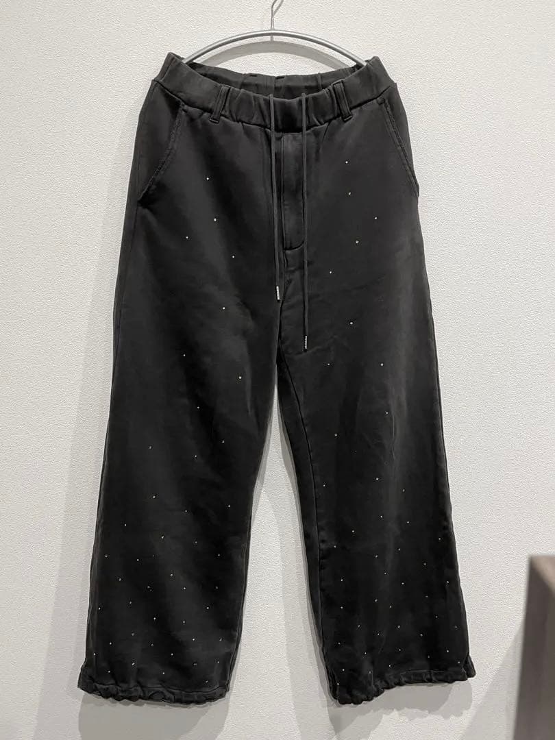 GRANCY ラインストーンデザイン ダメージ スウェットパンツ S GRANCY ラインストーンデザイン ダメージ スウェットパンツ S