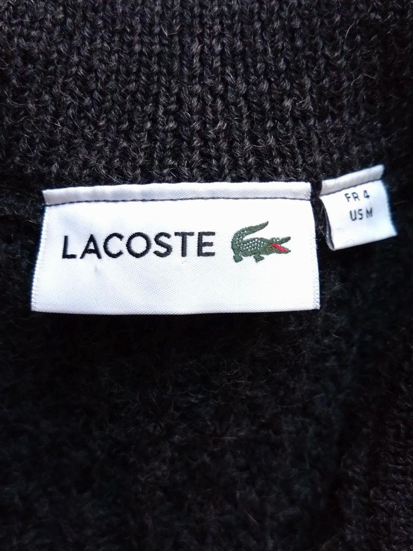 美品 定価 ¥36,300 LACOSTEドライバーズニット 肉厚 グレー トップス