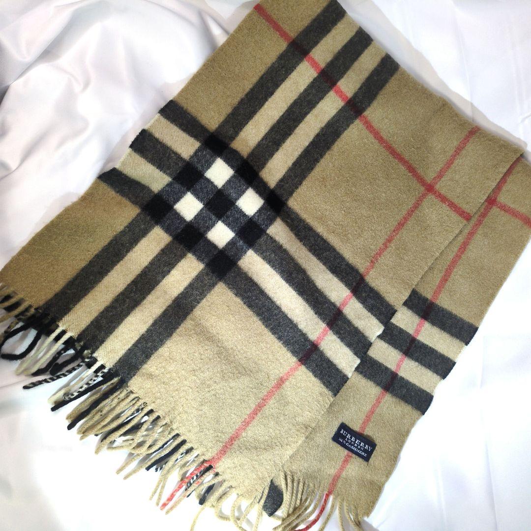 Burberry カシミヤ100% チェックマフラー メガチェック