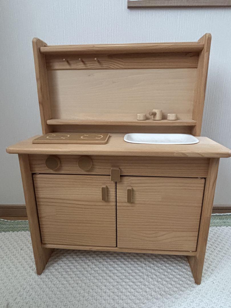 木製　おままごと　ミニキッチン シンク付き