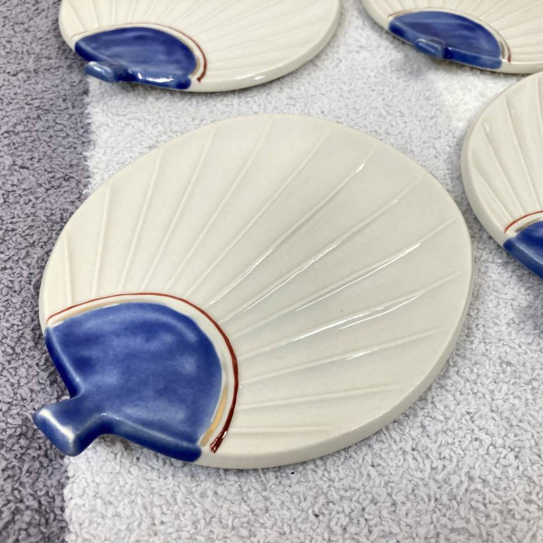 【瑞峯窯】小皿　平皿　有田焼　食器　白　4枚まとめ　4セット　うちわ形 陶器