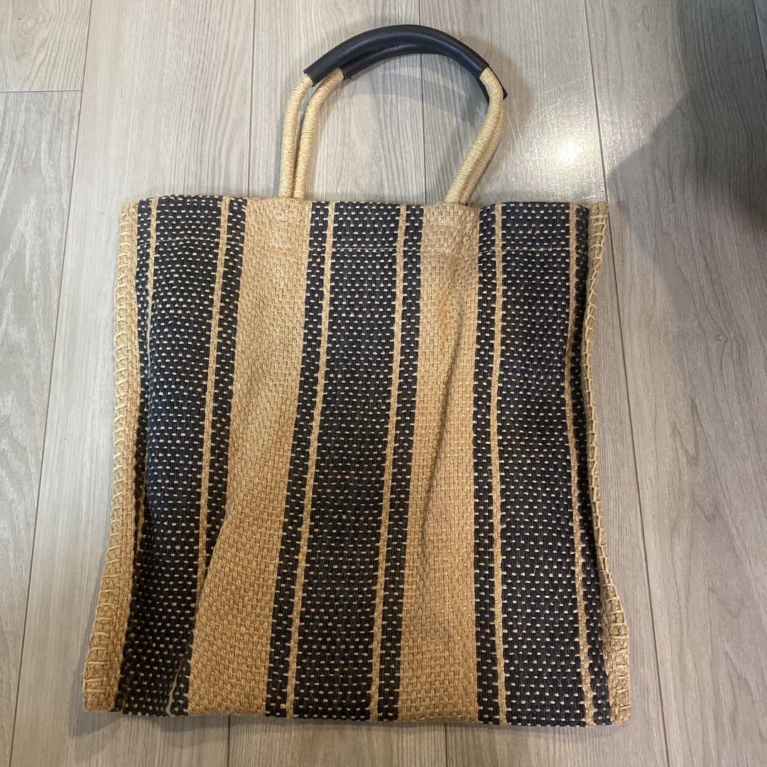 kawakawa トートバッグ 黒とグレーのストライプ デザイン バッグ