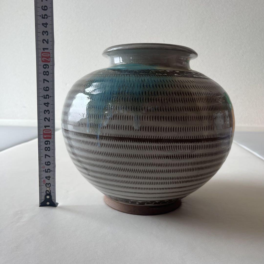 【美品】小石原焼　小鹿田焼　とびかんな　打ち掛け　壺　花瓶　民藝　陶芸　美術品
