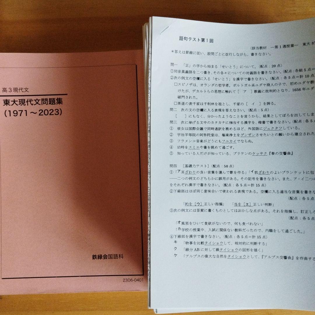 鉄緑会　東大現代文問題集 (1971〜2020) 鉄緑会 高3国語 東京大学 東大現代文問題集(1971～2024