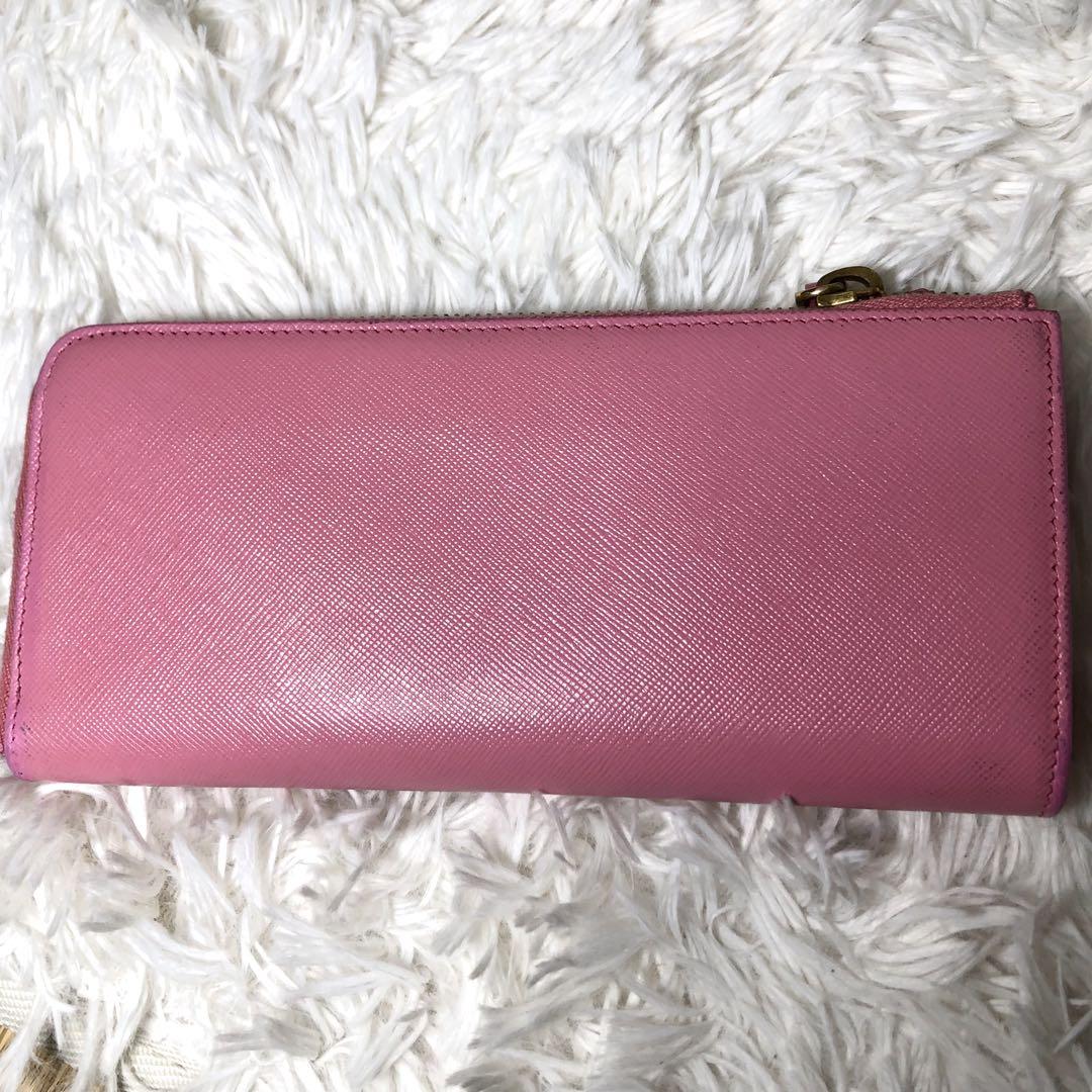 ぷにぷに✨【PRADA 】財布 L字ファスナー サフィアーノレザー ピンク