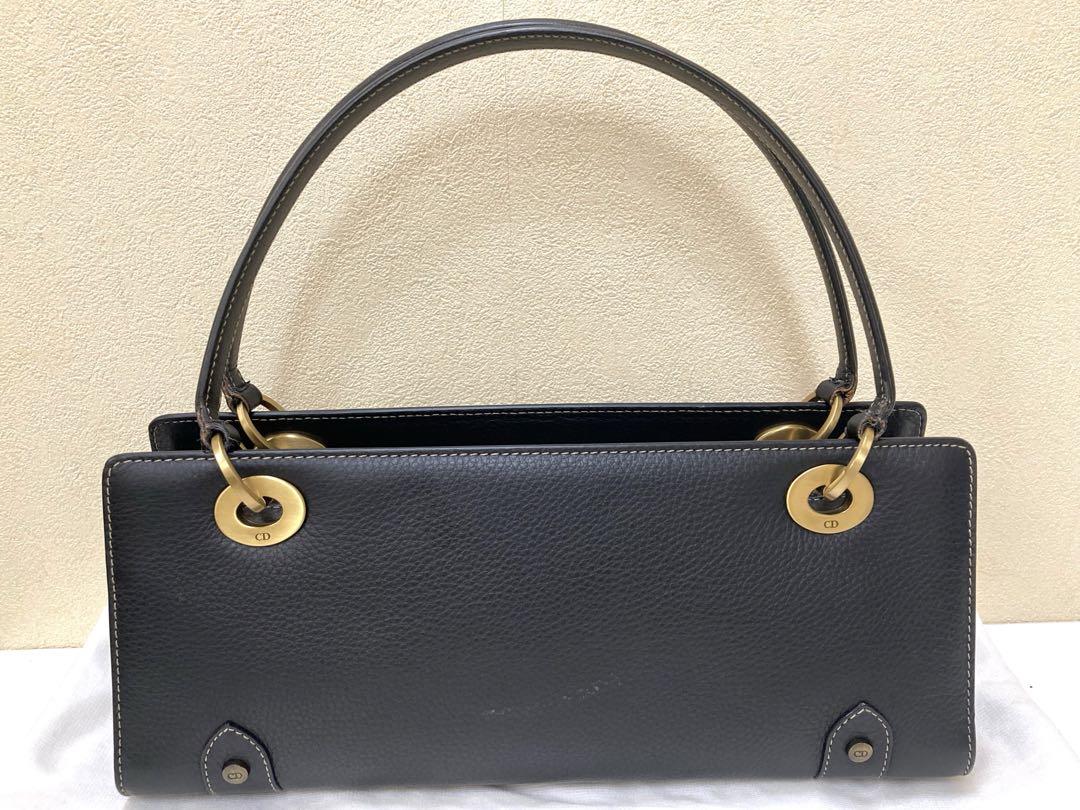 Christian Dior Patent Leather Top Handle Hand Bag Black