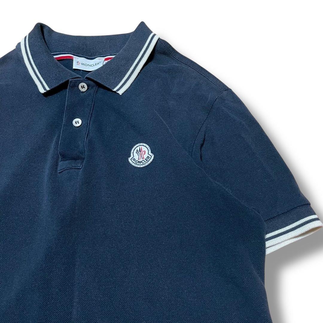 MONCLER モンクレール 半袖 ポロシャツ ネイビー ロゴワッペン M