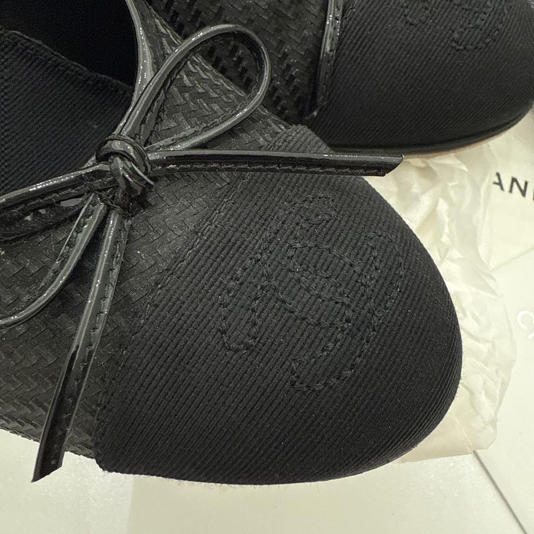 良品】CHANEL シャネル パンプス ブラック リボン付き36ハーフ