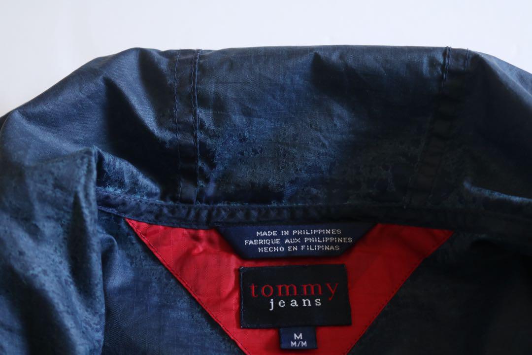 【TOMMY HILFIGER】プルオーバーナイロンジャケット　フラグ　紺　M★