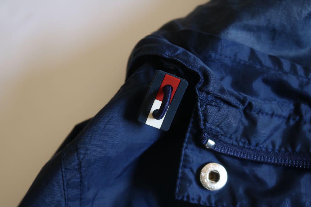 【TOMMY HILFIGER】プルオーバーナイロンジャケット　フラグ　紺　M★