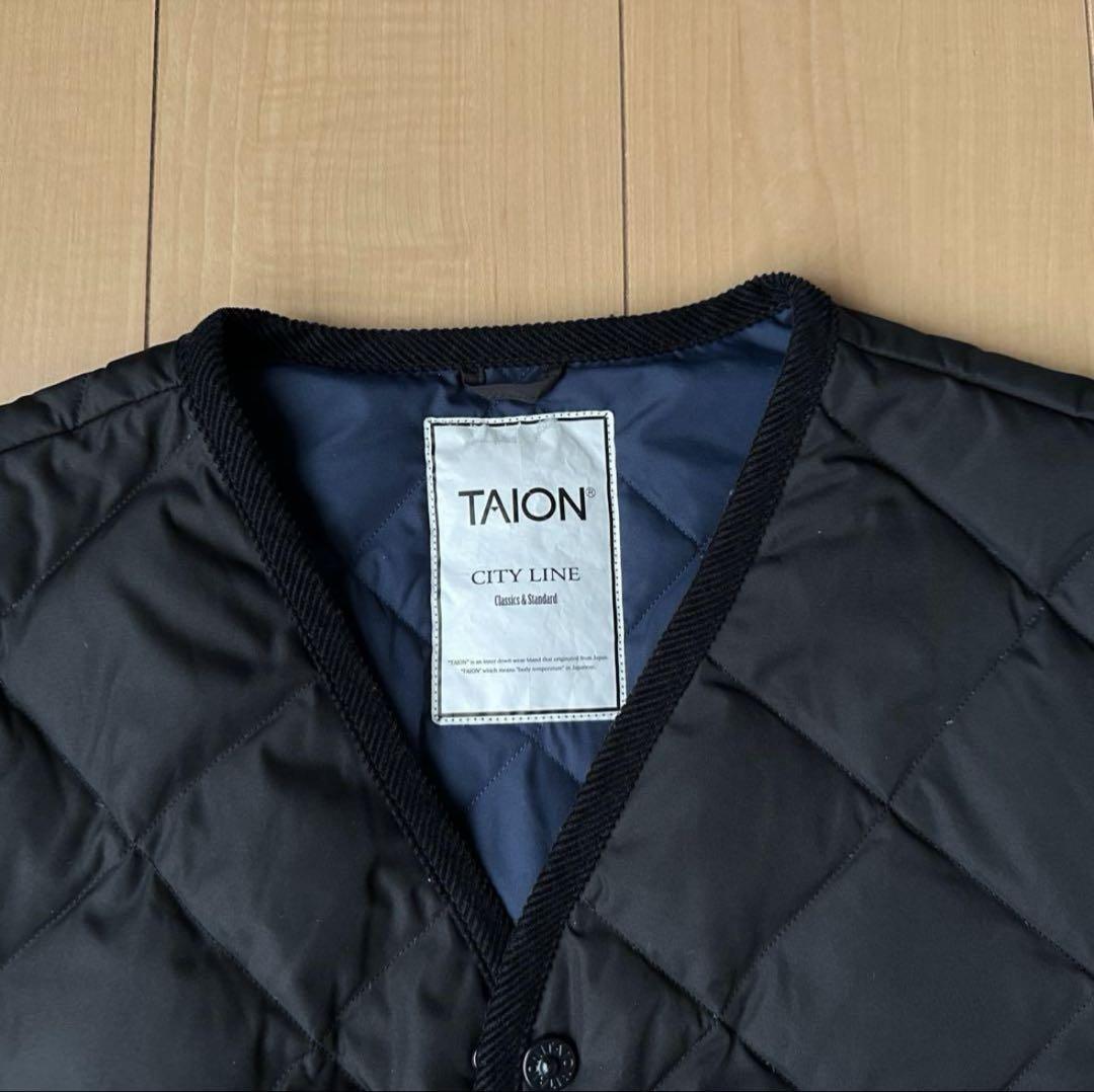 L TAION Vネック ダウン ジャケット タイオン 黒