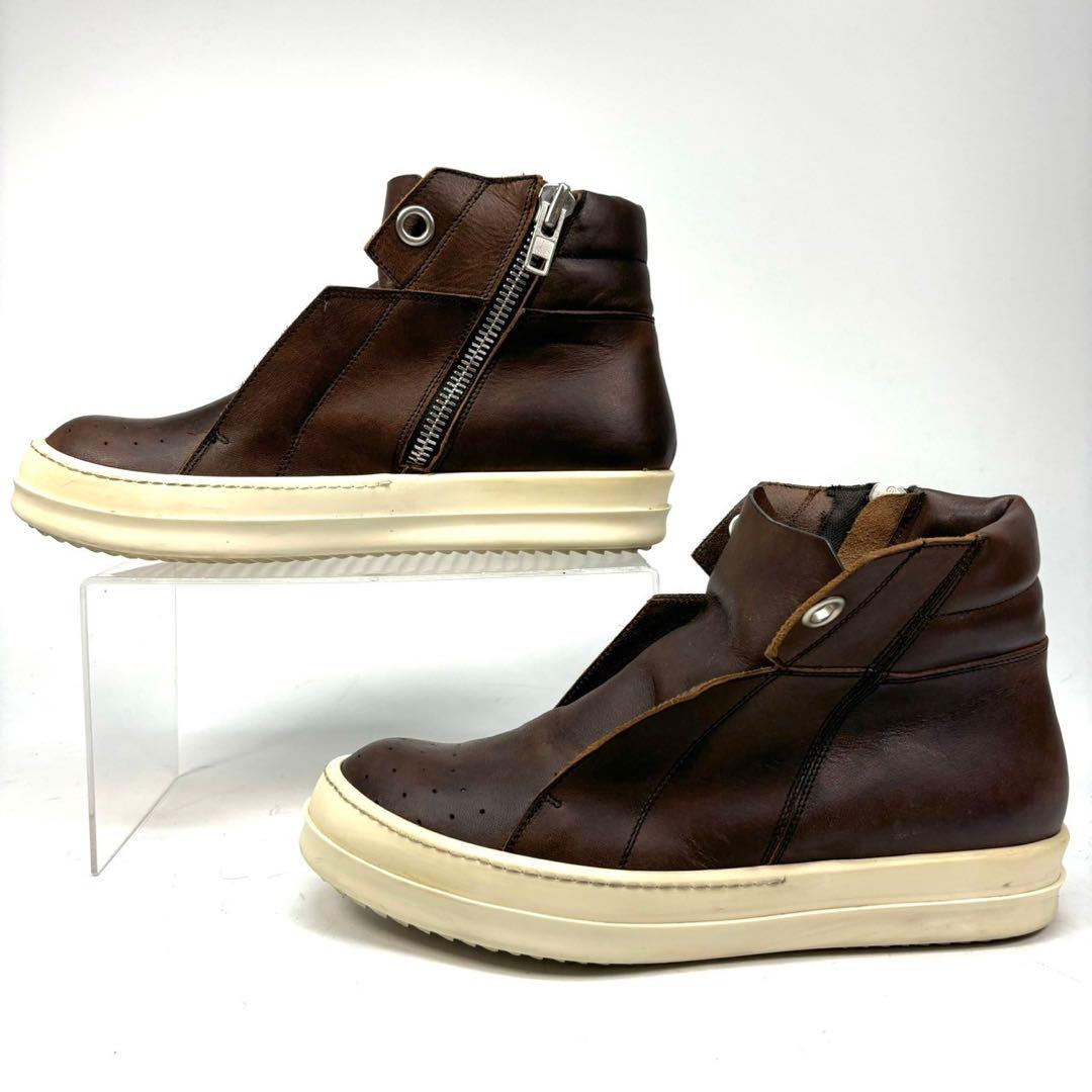 RICK OWENS リックオウエンス レザー サイドジッパー スニーカー Rick Owens - Rick Owens サイドジップ スニーカーの通販 by