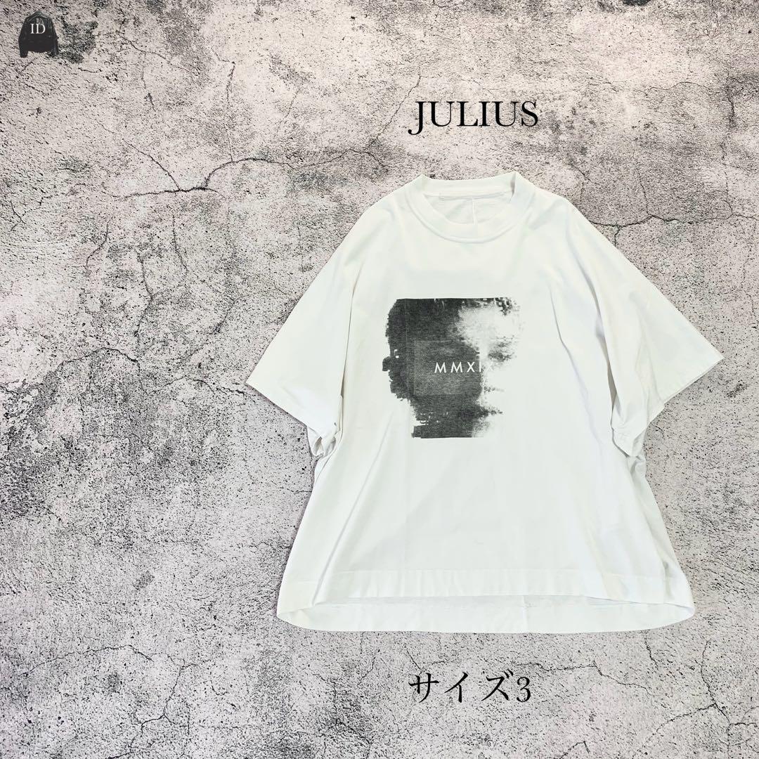 美品 JULIUS プリントカットソー ドルマンスリーブ Tシャツ
