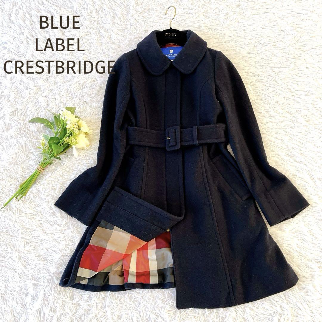 美品☆BLUE LABEL CRESTBRIDGE☆ベルト付き ウールコート38早い者勝ち