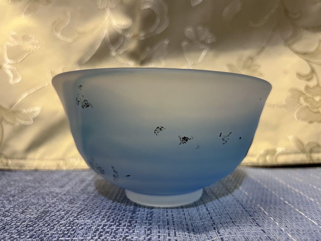 ののはな様　藤田喬平　手吹　青銀彩　茶碗　ガラス茶碗