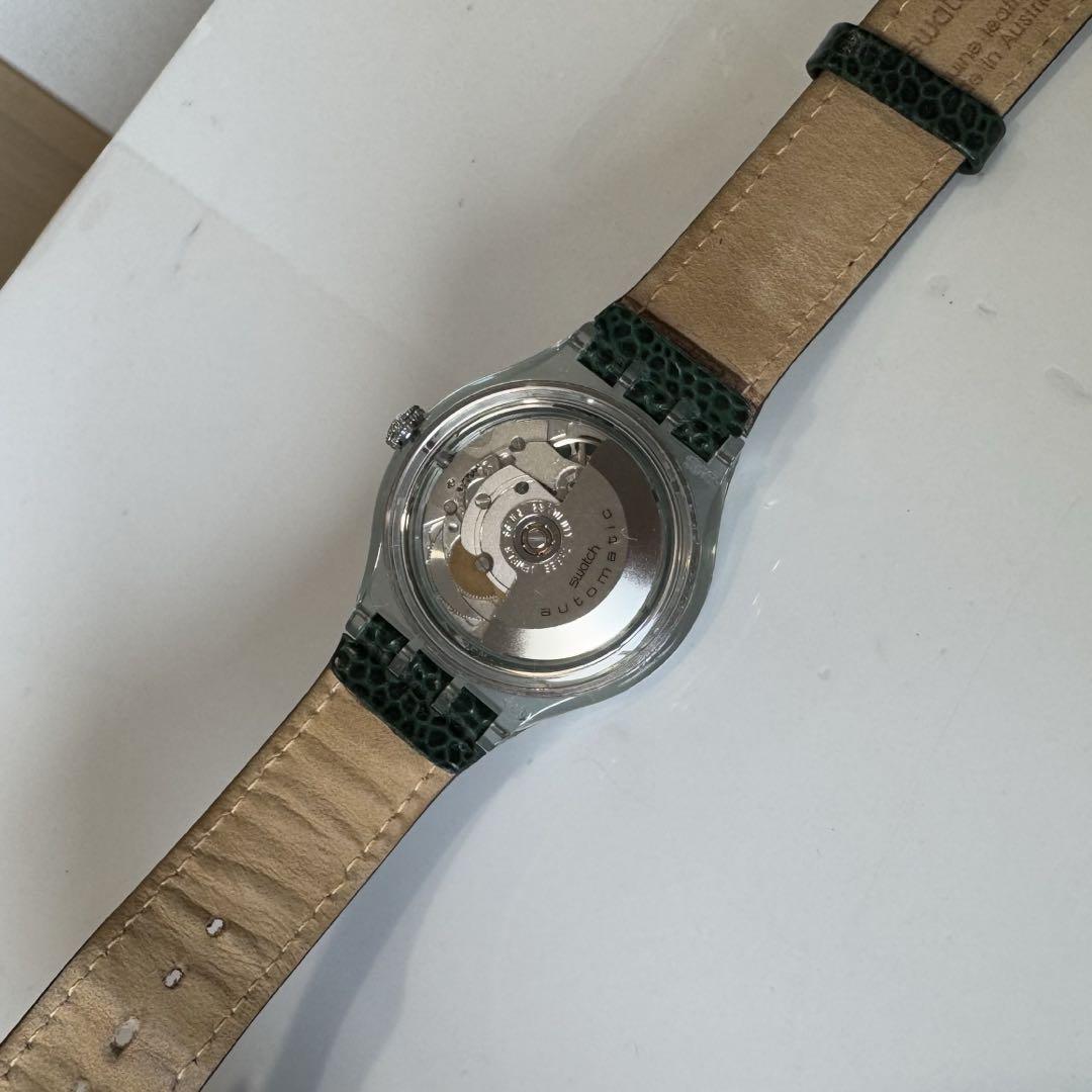 SWATCHスウォッチ 腕時計 緑スケルトン 自動巻き スイス カジュアル