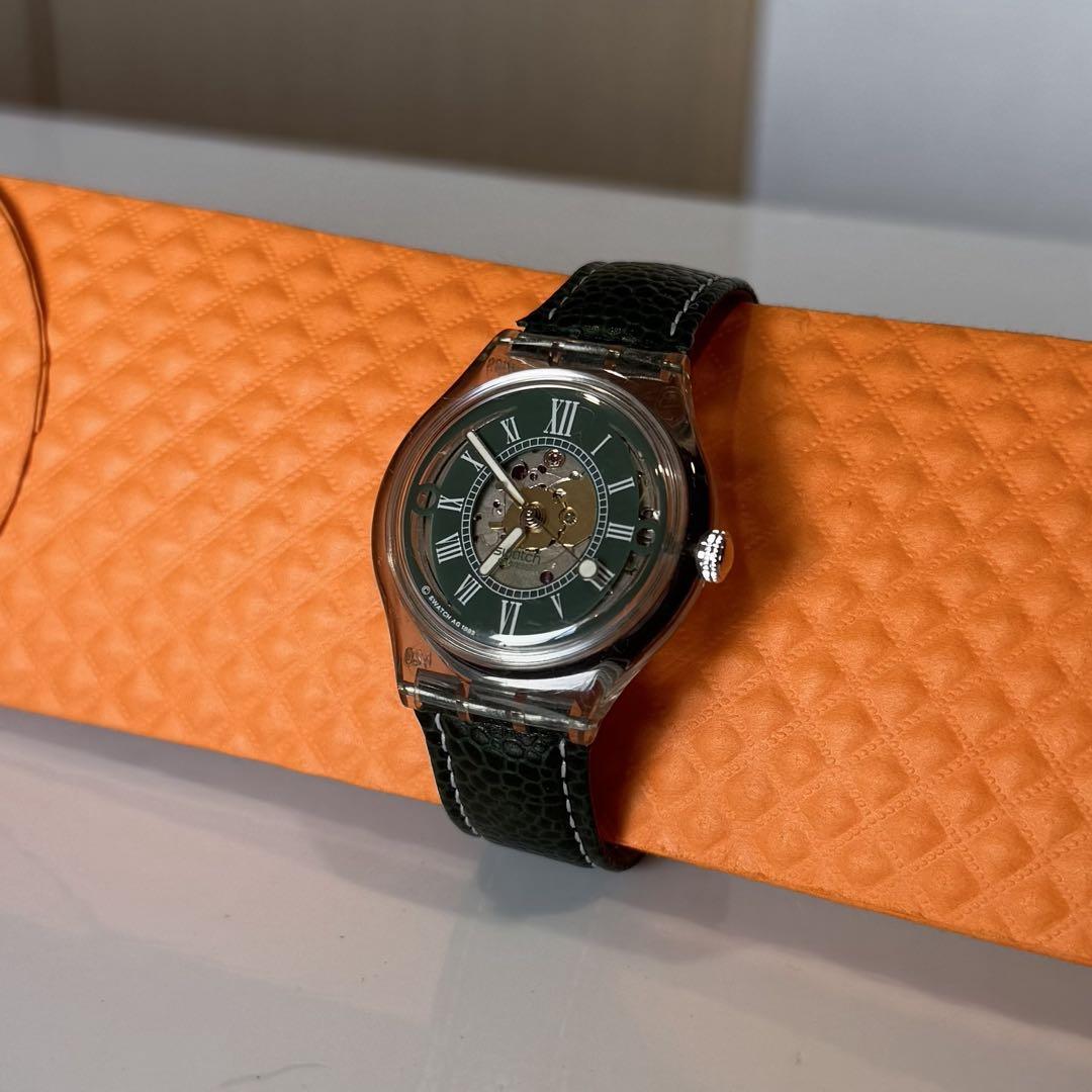 SWATCHスウォッチ 腕時計 緑スケルトン 自動巻き スイス カジュアル
