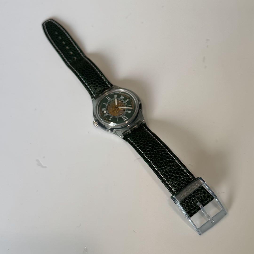 SWATCHスウォッチ 腕時計 緑スケルトン 自動巻き スイス カジュアル