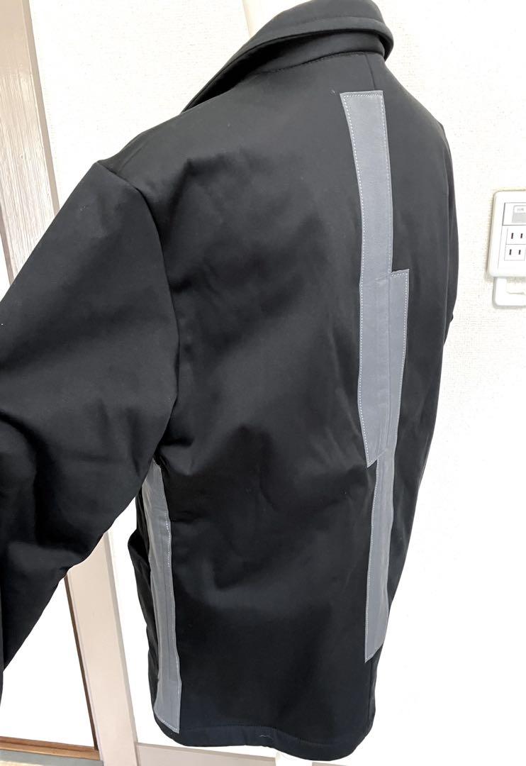 【未使用品】コムシャツ バッチワーク三つボタンボンディングジャケット 黒  L 未使用品】コムシャツ バッチワーク三つボタンボンディング