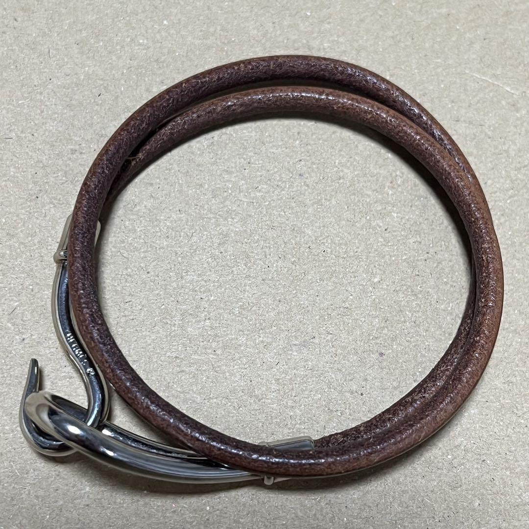 HERMES ブラウンレザーブレスレット