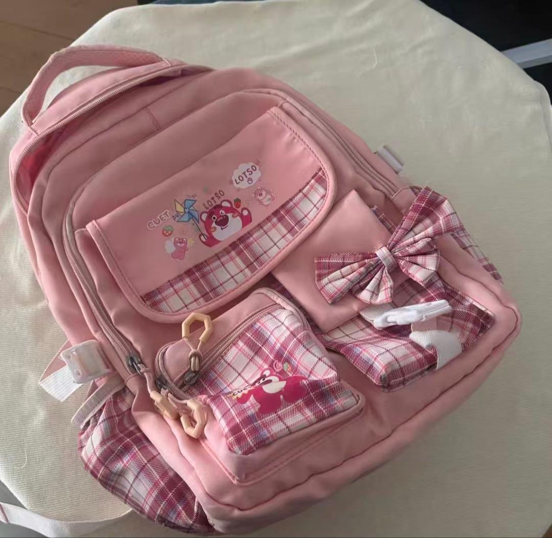 キッズリュック ピンク チェック柄